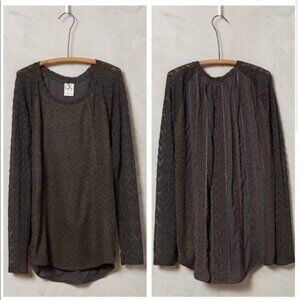Anthropologie Top XS One September Feathered Lace Pullover Loose Long‎ Sleeve